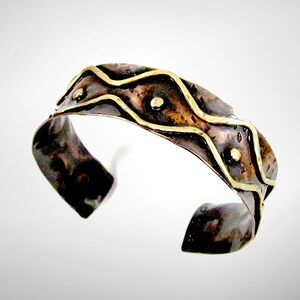 Mixed Metal Copper & Brass Handmade Cuff Bracelet - Tribal – Ethnic Inspired – 3/4&quot; x 6 3/4&quot; -CT022