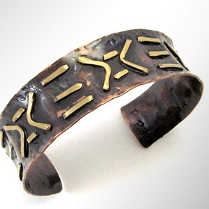 Mixed Metal, Copper, Brass, Tribal, Ethnic, Handmade Bracelet, 3/4&quot; X 6 3/4&quot;, CT031