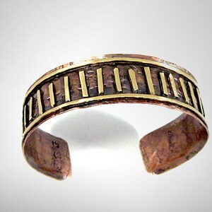 Mixed Metal Copper & Brass Handmade Cuff Bracelet - Tribal – Ethnic Inspired – 1/4&quot; x 6 3/4&quot; -CT027