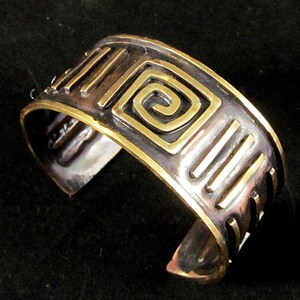 Mixed Metal Copper & Brass Handmade Cuff Bracelet - Tribal – Ethnic Inspired – 1&quot; x 6 1/4&quot; -CT050