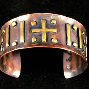 Mixed Metal Copper & Brass Handmade Cuff Bracelet - Tribal – Ethnic Inspired –1&quot; x 6 1/2&quot; -CT046