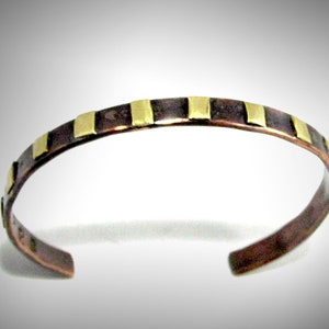 Copper Cuff Bracelet, Mixed Metal Cuff Bracelet, Copper and Brass Bracelet, Unisex Bracelet, CM006