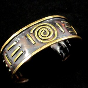 Mixed Metal Copper & Brass Handmade Cuff Bracelet - Tribal – Ethnic Inspired – 3/4&quot; x 6&quot; -CT019
