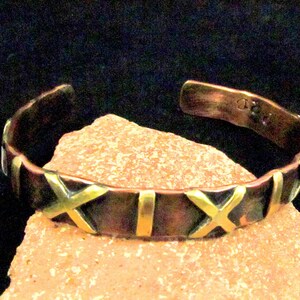 Mixed Metal Copper & Brass Handmade Cuff Bracelet - Tribal – Ethnic Inspired – 1/2&quot; x 6 3/4&quot;-CT038