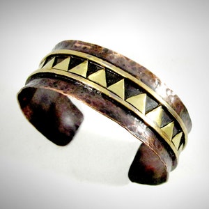 Mixed Metal Copper & Brass Handmade Cuff Bracelet - Tribal – Ethnic Inspired – 3/4&quot; x 6 3/4&quot; -CT028