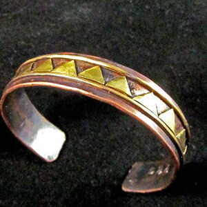 Mixed Metal Copper & Brass Handmade Cuff Bracelet - Tribal – Ethnic Inspired – 1/2&quot; x 6 3/4&quot;-CT047