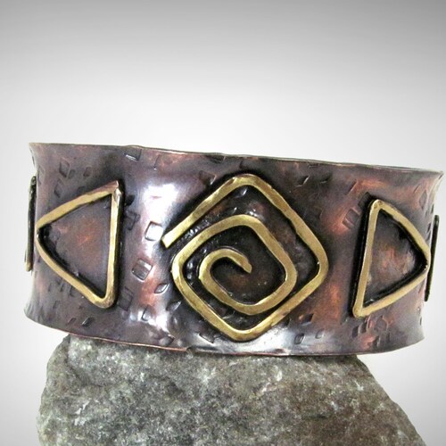Shops Copper and Brass Bracelet, Tibal-Ethnic, One of a kind, Unique, Gift for Him, Gift for Her. 7th Anniversry Gift, Ethnic Inspired, CT056