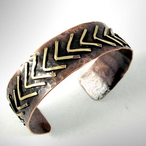 Mixed Metal Copper & Brass Handmade Cuff Bracelet - Tribal – Ethnic Inspired – 3/4&quot; x 7 1/4&quot; -CT029