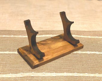 Double Lightsaber Hilt Stand – Wooden Display, Universal Fit