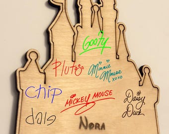 Personalized Disney Parks Character Autograph Card - Disney World Ornament -   Collectable - Cruise Vacation Sign - Gift