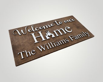 Disney Family Name Sign -Custom Name Sign - Laser Cut Wood Sign Established Date Wedding Home Decor Gift