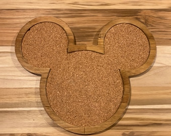 Mickey Mouse Inspired Pin Display – Wooden Cork Board, Enamel Pin Collection