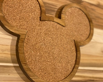 Tablero de corcho de Mickey Mouse - Marco de madera de pino, expositor de pins