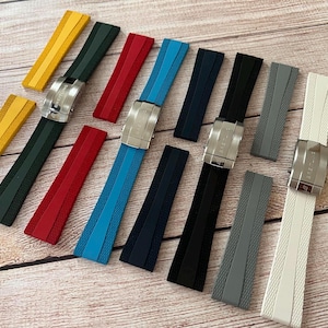 New 22, 24mm Watch Band Replacement for Breitling High Quality Silicone Bracelet With Buckle Clasp