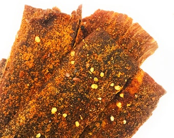 Flaming Beef • Beef Jerky Chips • Addictive • Bold Flavor • Crunchy • Spicy