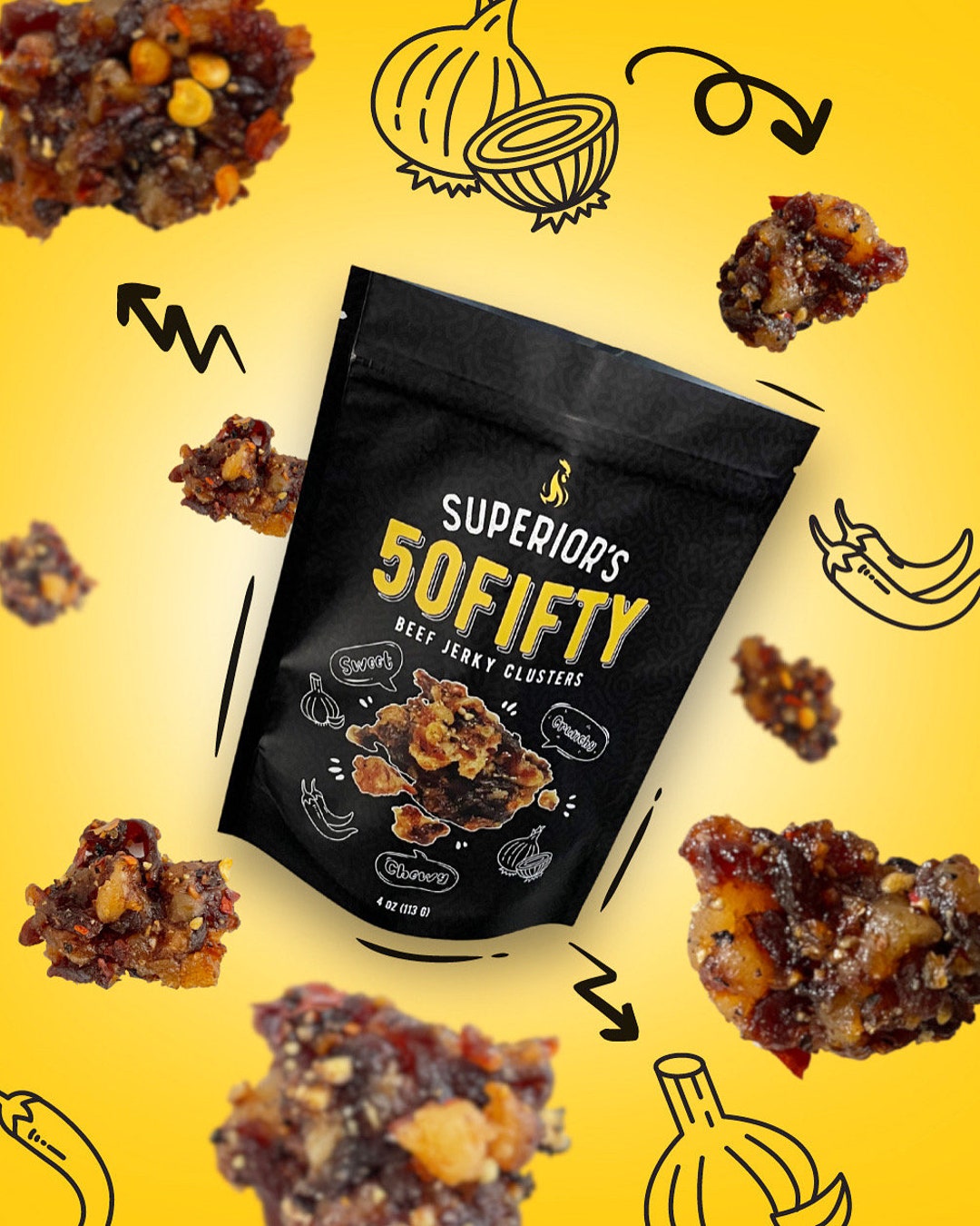 50FIFTY Beef Jerky Clusters Addictive Bold Flavor Crunchy Etsy