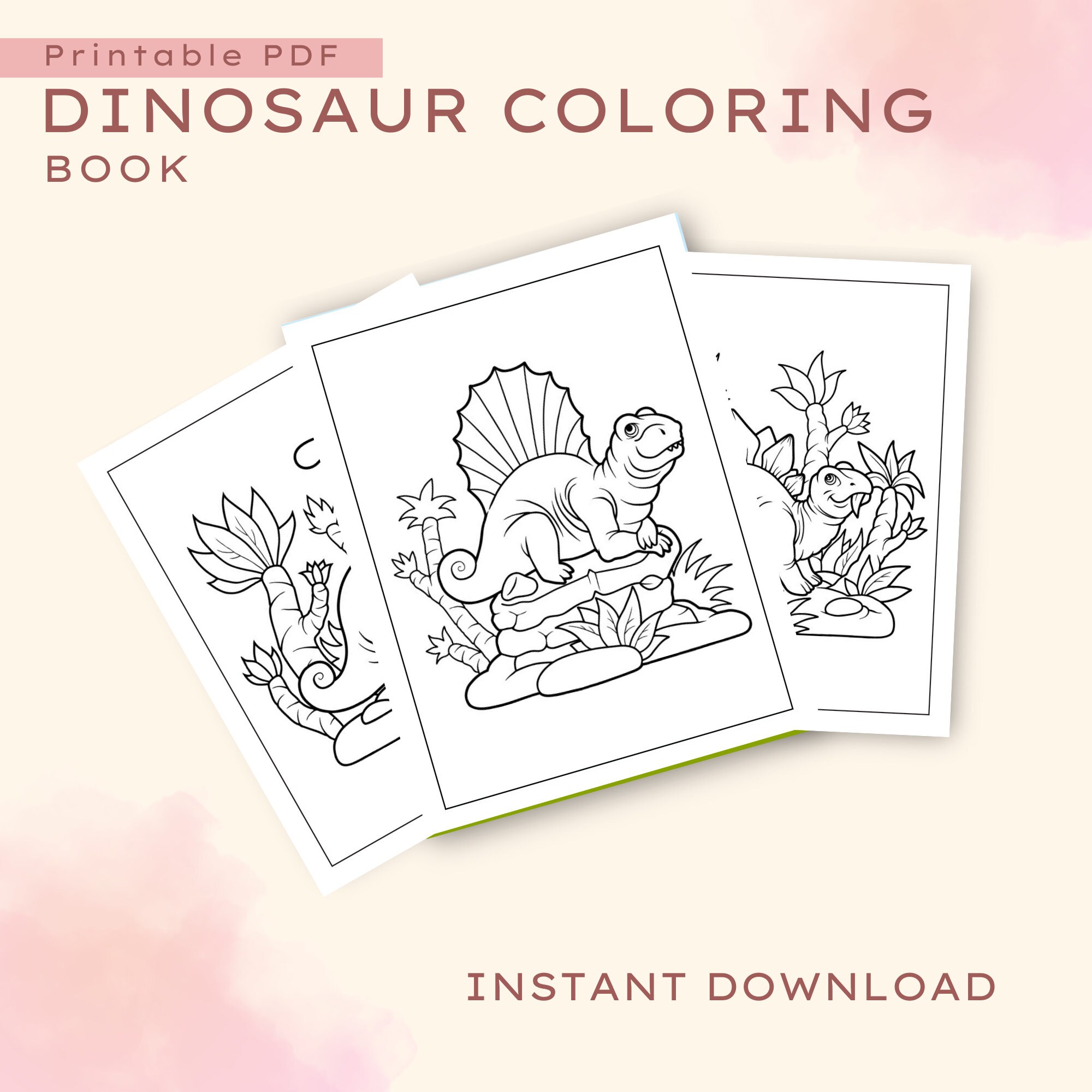 Dinosaur Coloring Pages - Etsy