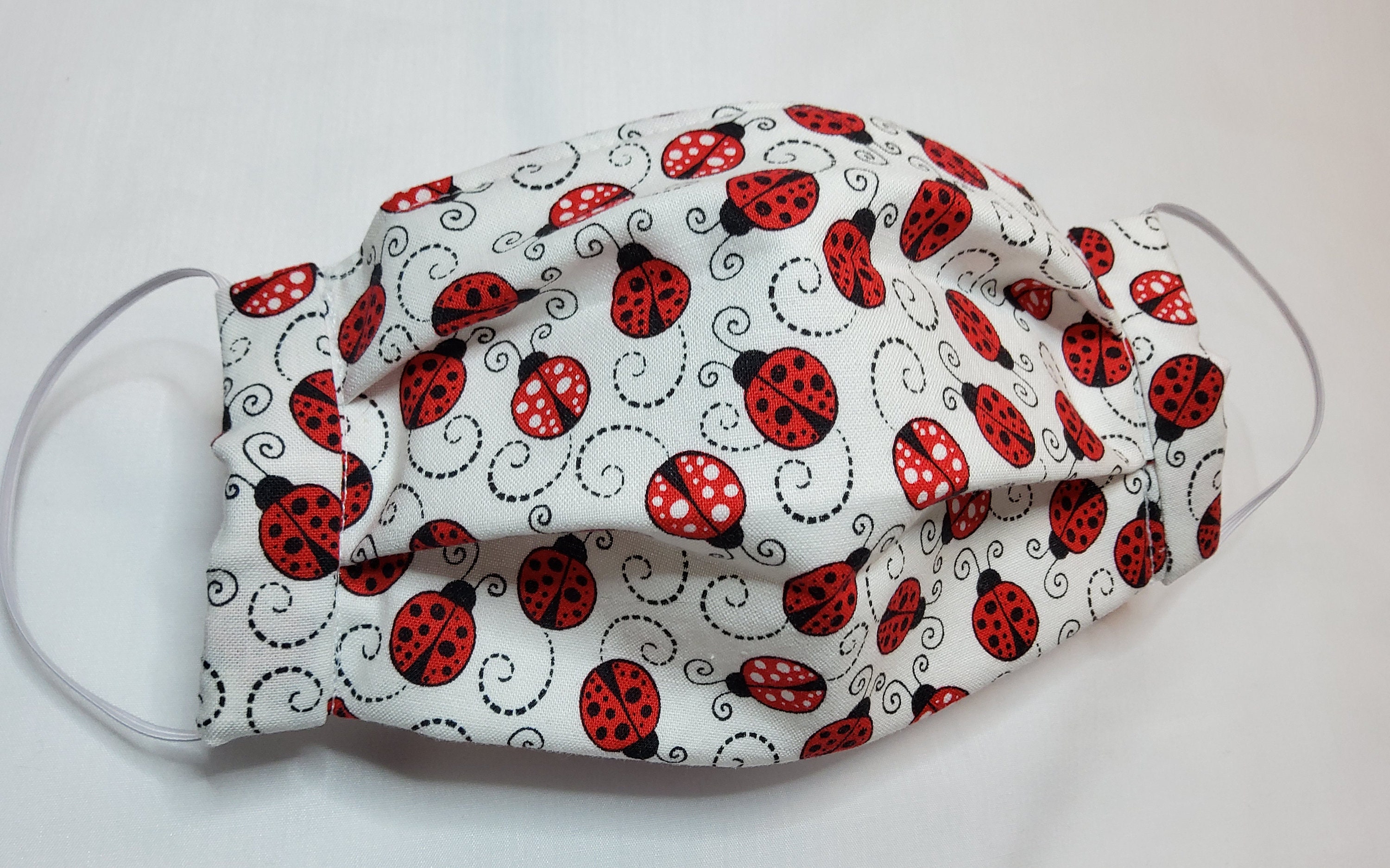 Ladybug Face Mask | Washable Filter Pocket Nose Wire Elastic Ear | 2 …