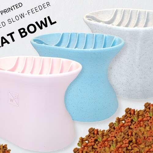 Raised Slowfeeder Cat Bowl Etsy