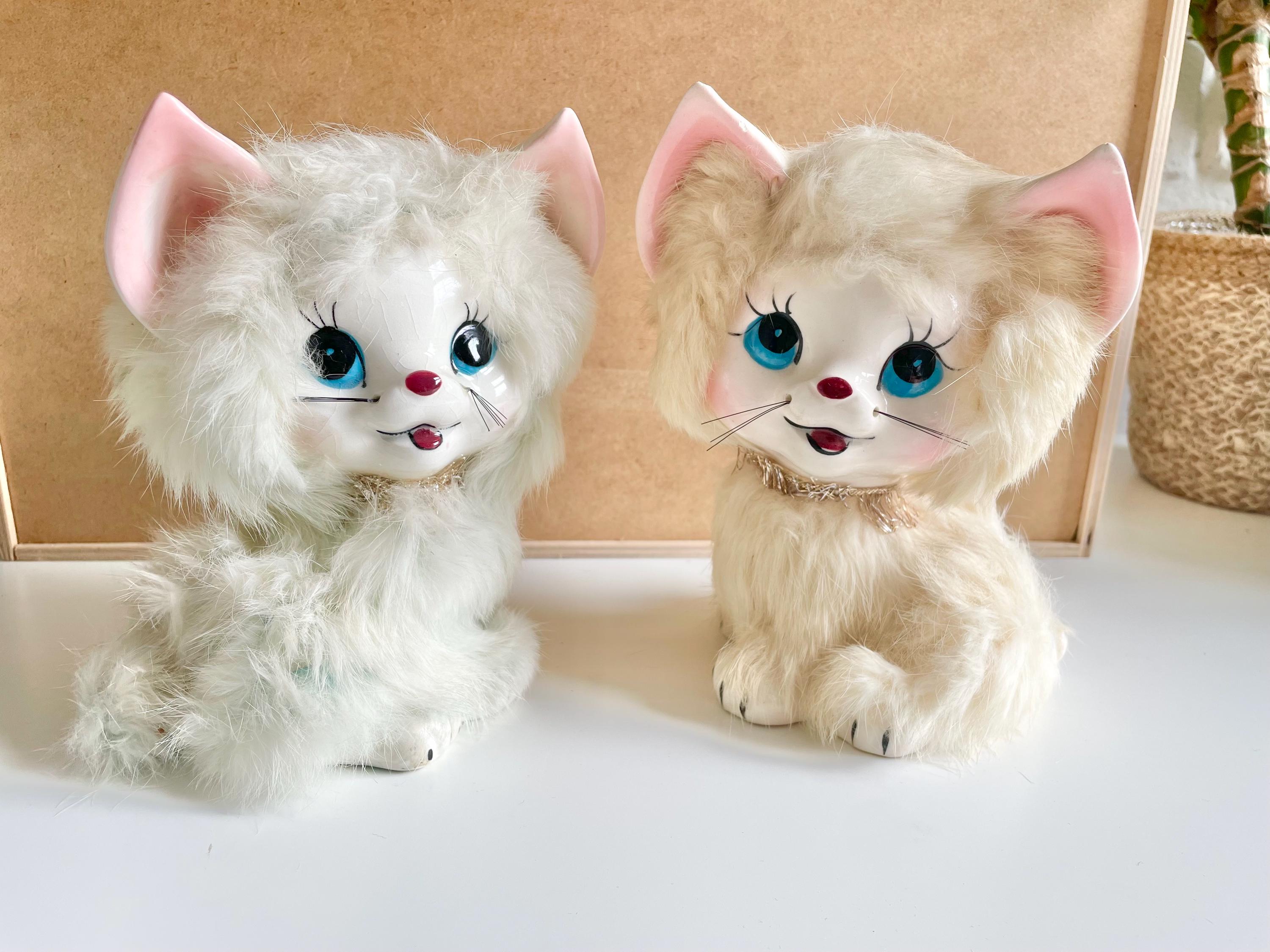 SET OF VINTAGE CERAMIC BIG EYE KITTY CAT Ceramic Big Eye Cat