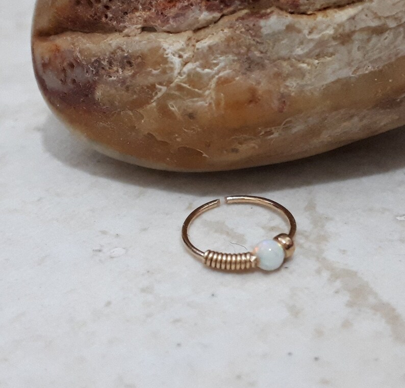 Tiny Opal Hoop Earring Thin Hoop Earring Opal Cartilage Hoop Earring Hoop Earring 24Gauge Gold Hoop Earring