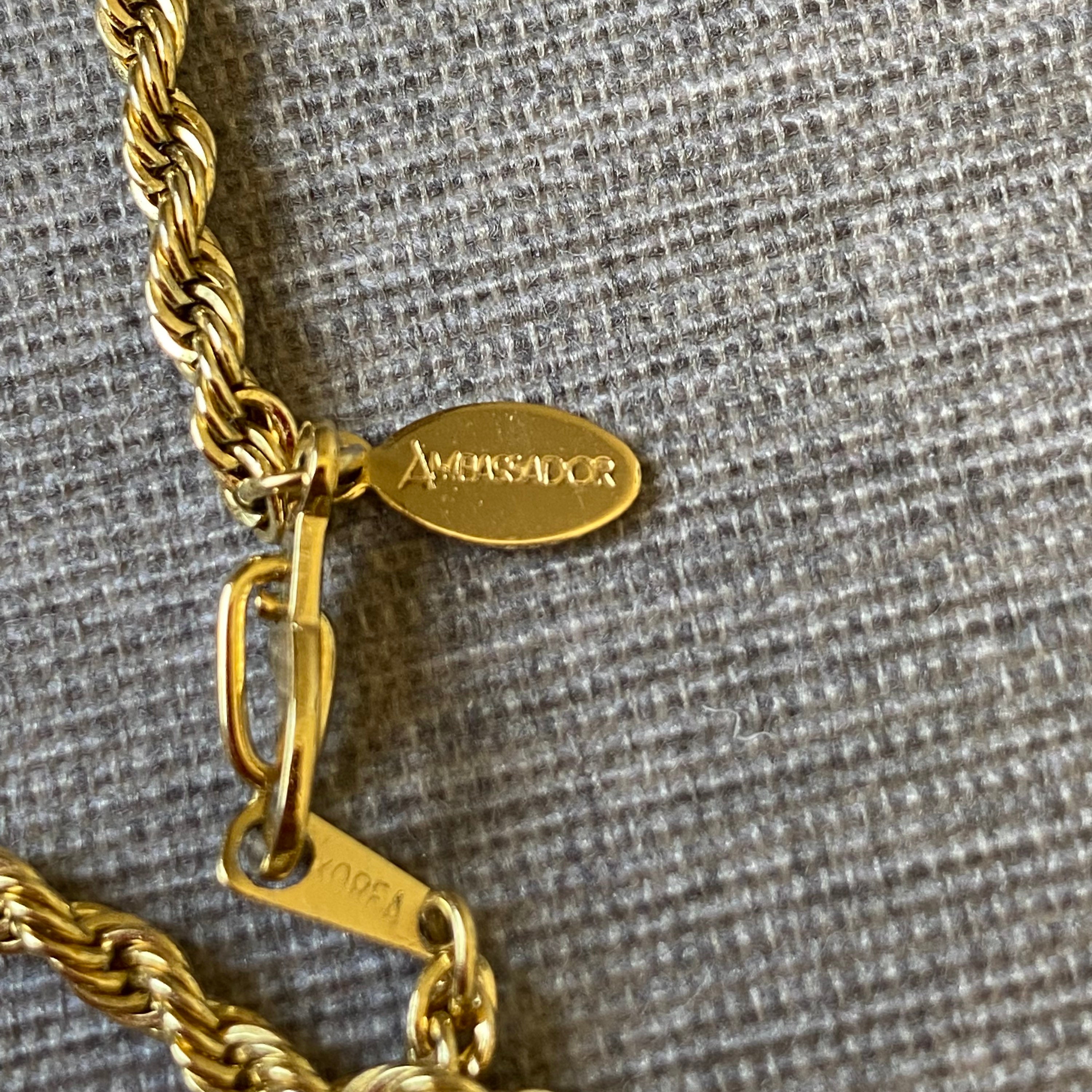 Rope Chain Necklace Marked Ambassador Korea Gold Tone Everyday