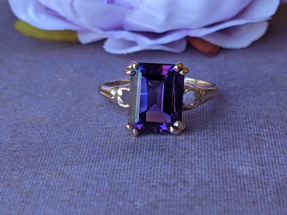 Vintage Amethyst and 10k Gold Ring, Amethyst Fashi