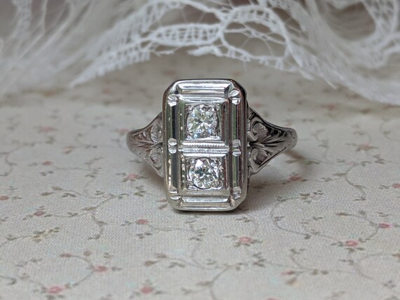 Art Deco 18k Diamond Ring, Art Deco 0.20tcw Diamon