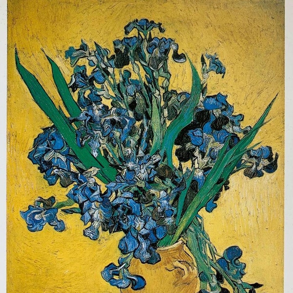 Vincent Van Gogh 'Vase With Irises Against A Yellow Background', Original Taschen Postcard Print