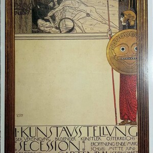 1992 original Taschen-Postkarte Druck, Gustav Klimt 'Plakat für die i. Sezessionsausstellung (vor der Zensur)' von 1898