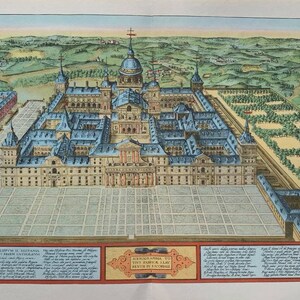 1955 Original Vintage 'Escorial' Alte Europäische Städte 16th Century Stadt Karten
