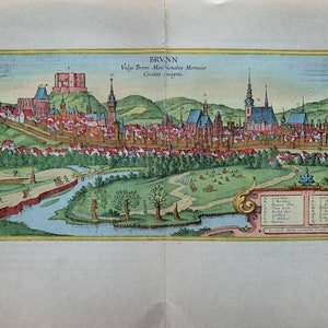 1955 Original Vintage 'Brunn' Alte Europäische Städte 16.Jahrhundert Stadtpläne