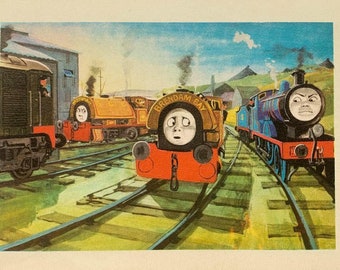 1970's Original Vintage C Reginald Dalby Main Line Engines 'Bill And Ben Talk To Edward' Printed Book Illustration