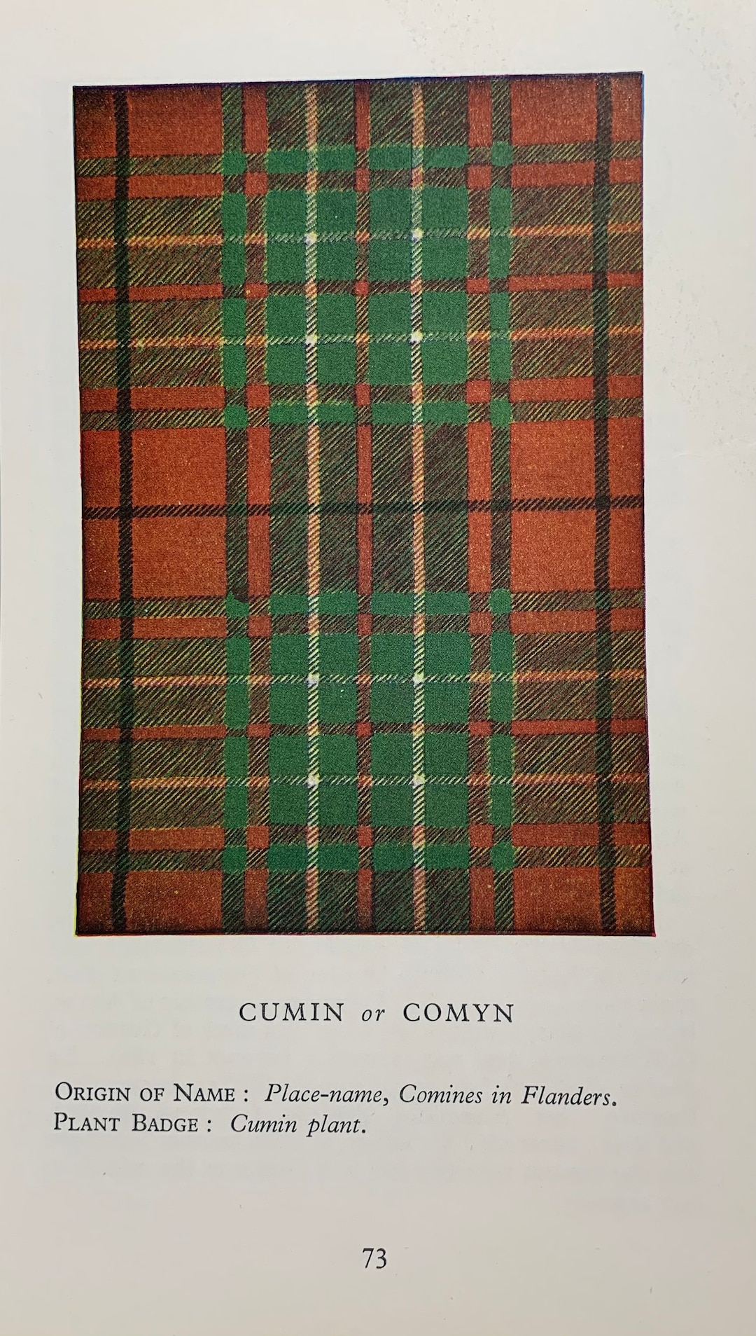 COMYN OR CUMIN 1961 Original Vintage Print From the Clans and Tartans ...