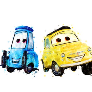 Cars Set 9 Print Mcqueen Tow Mater Watercolor Cars Printable Pixar Cars ...