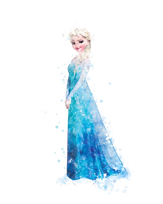 Princesse Elsa, aquarelle, impression d'Art, château gelé, Elsa