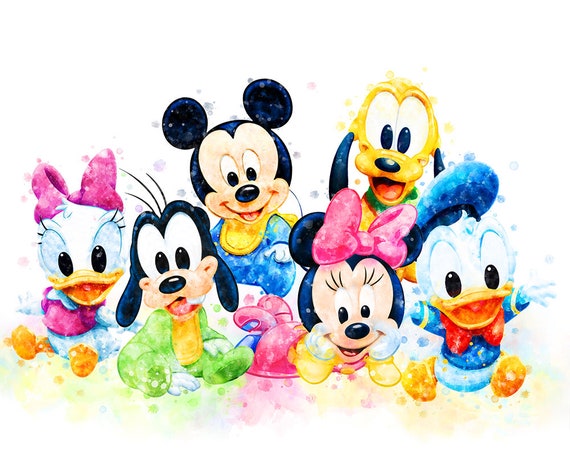 supermarkt veer Toevoeging Baby Mickey en vrienden Prints Mickey Minnie Mouse Goofy - Etsy België