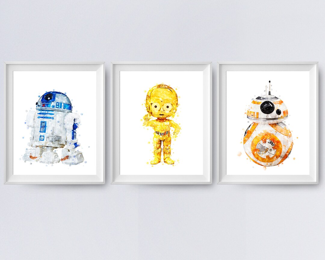 Affiche Star Wars Droids - R2-D2, BB-8, BB-9E - Art Giclée Sur Toile ST202
