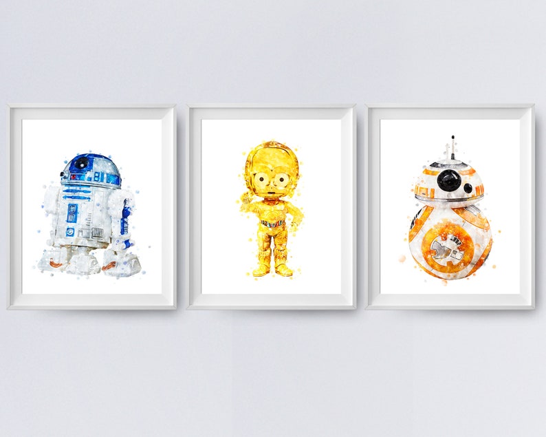 Star Wars Print Baby BB-8 R2D2 C3PO Watercolor Printable Art Droid ...