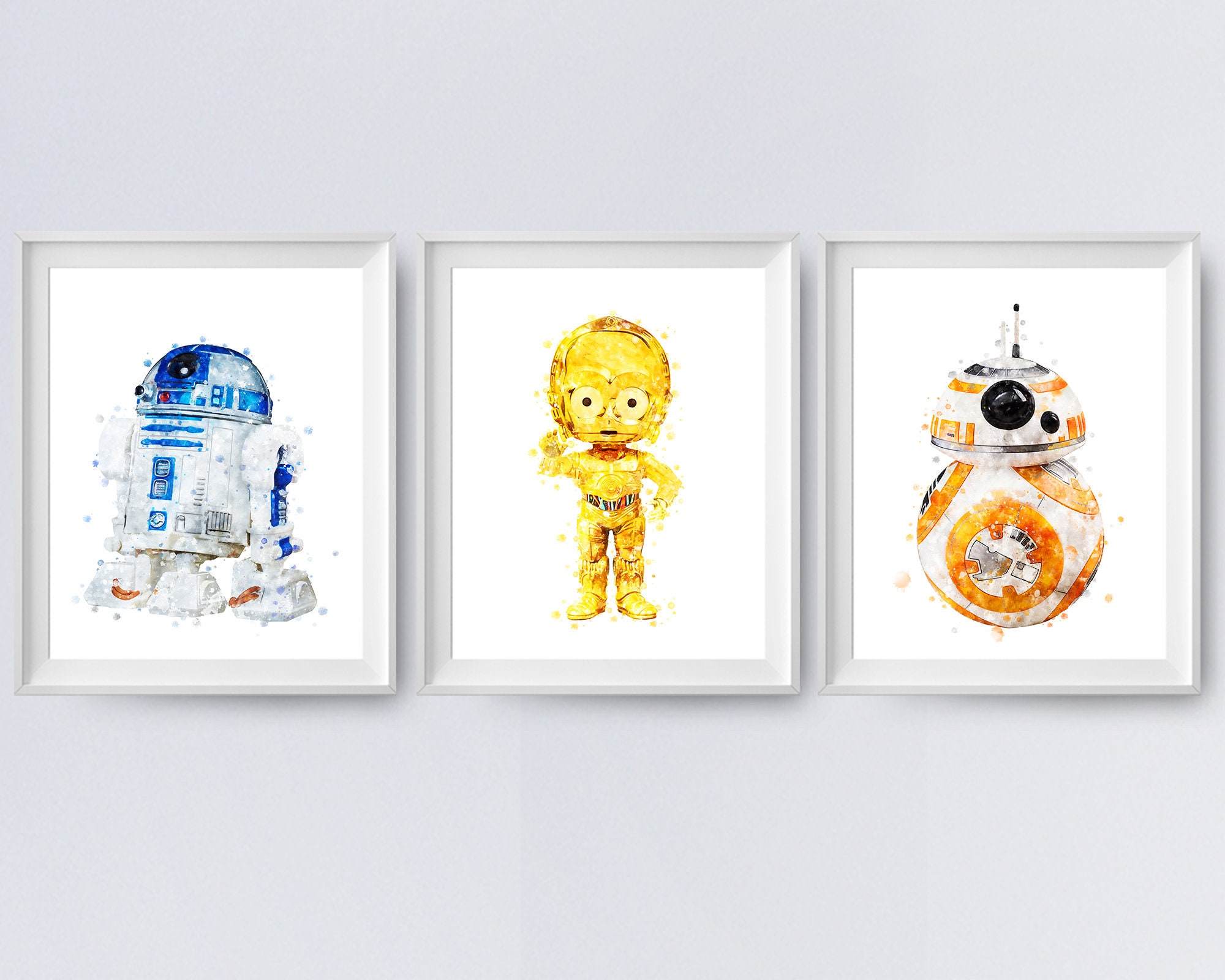 スターウォーズ プリント ベビー BB-8 R2D2 C3PO 水彩画 印刷可能