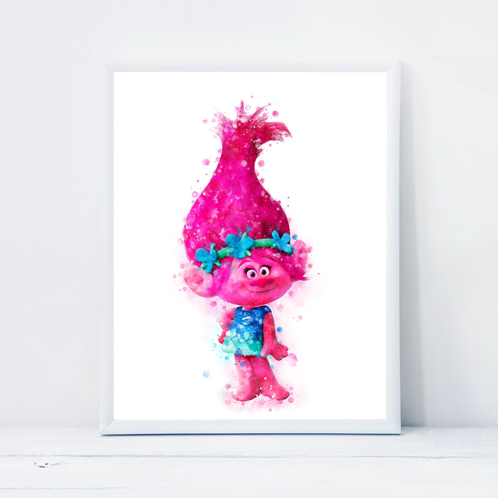 Troll happy Trolls Watercolor TROLLS; Poppy 4 Print gift for her Troll Wall Art Trolls Nursery Decor Poppy 3 dance playroom decor