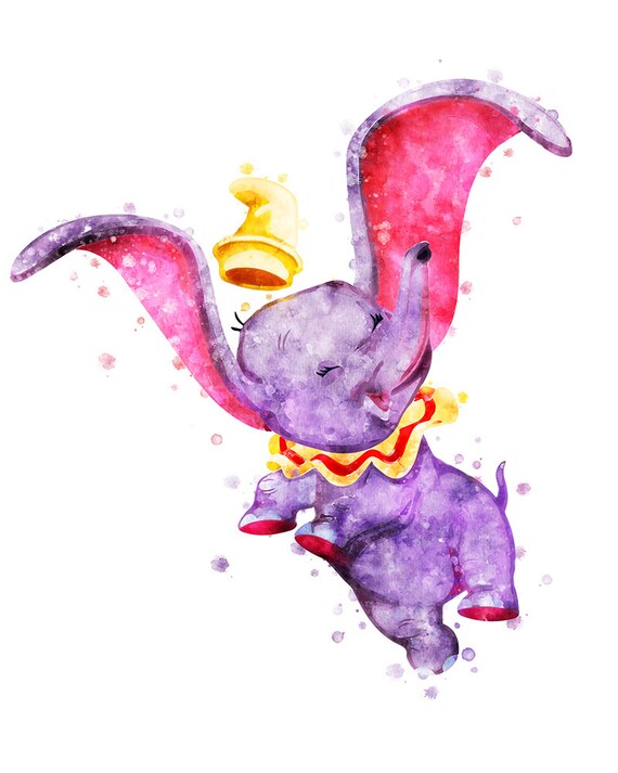 Dumbo Print Dumbo Flying Elephant Watercolor Poster Dumbo Etsy 日本