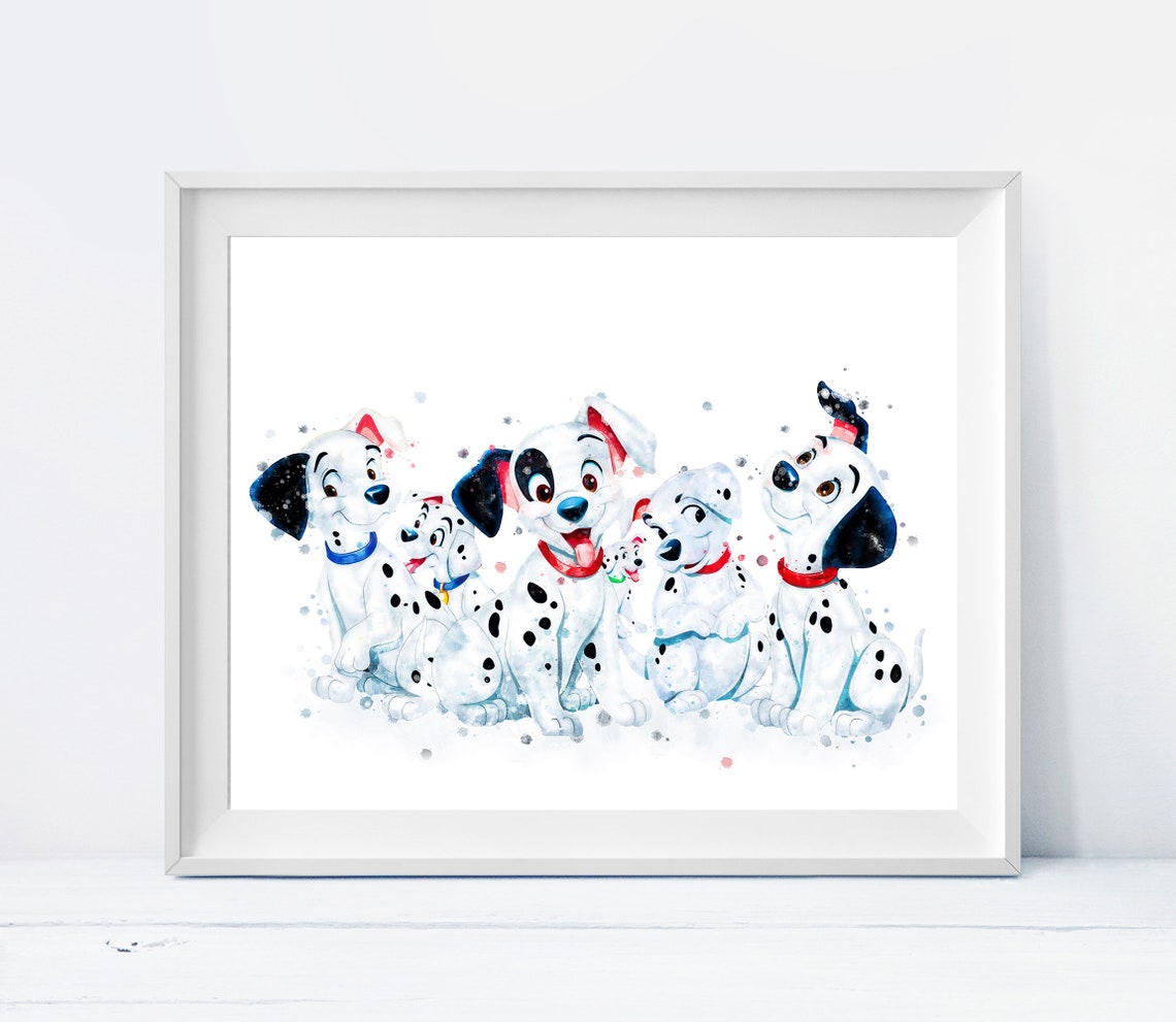 101 Dalmatians Print Wall Art 101 Dalmatians Watercolor Etsy