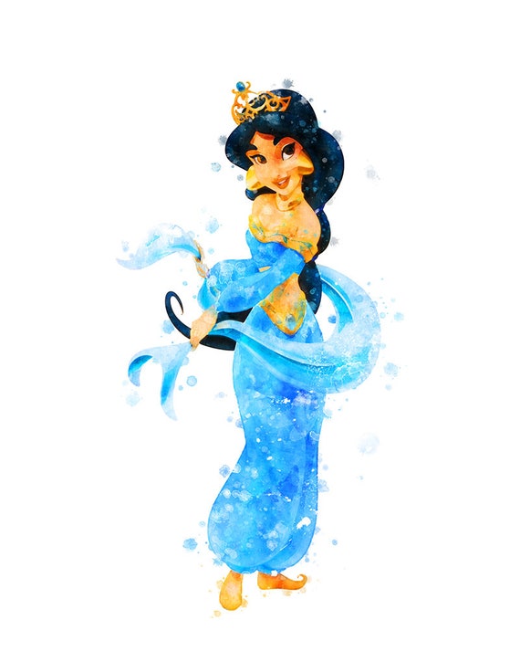 Princess Jasmine Watercolor Painting Wall Art Princess Jasmine Art Print Princess Wall Decor Instant Download