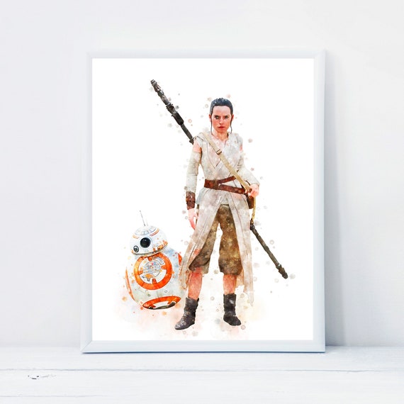レイと BB-8 水彩画 スターウォーズ レイ BB-8 プリント スター