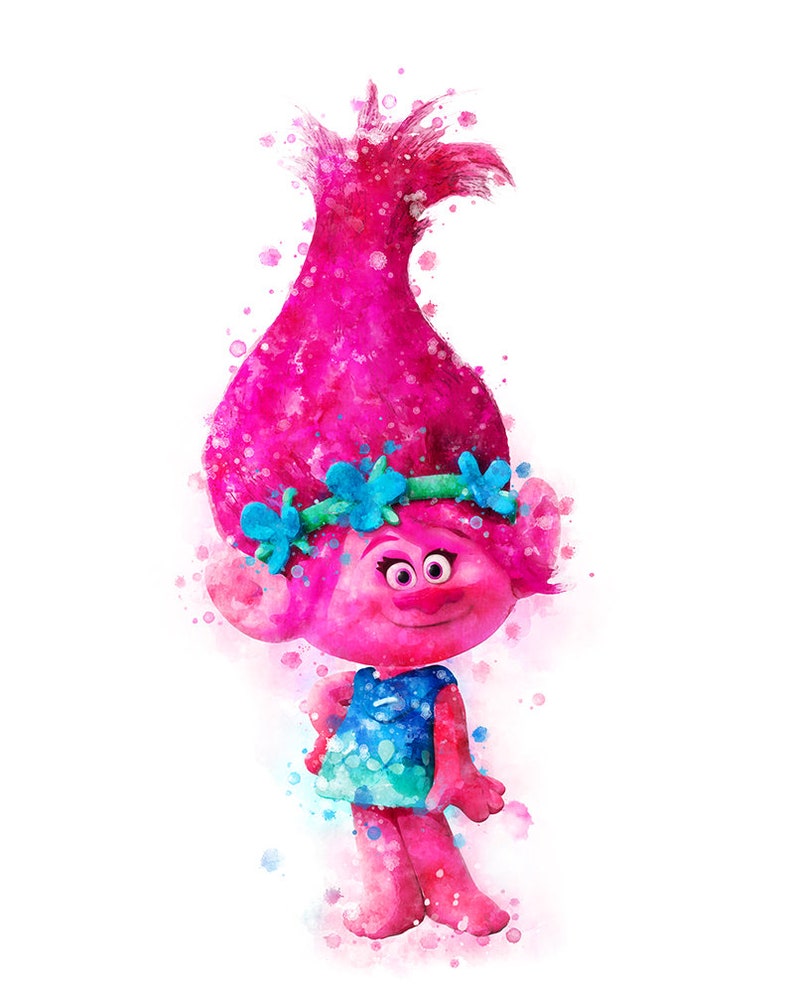 Trolls Poppy Print Poppy Poster Trolls Watercolor Printable Etsy