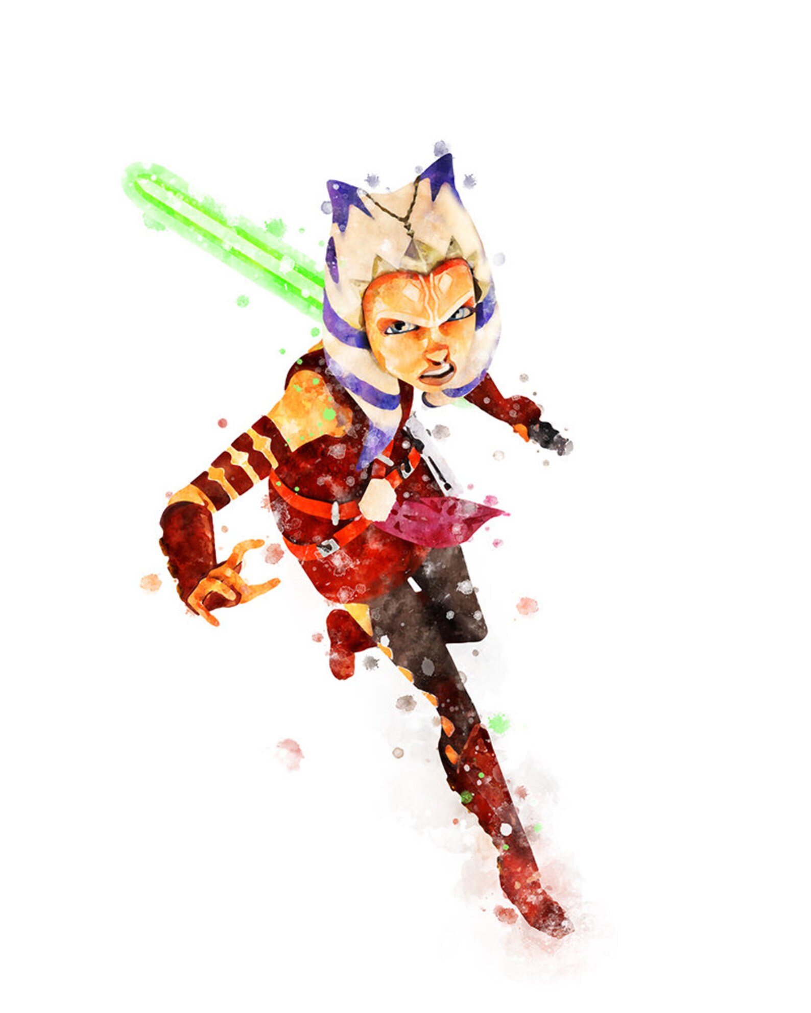 Ahsoka Tano Poster Star Wars Ahsoka Tano Watercolor Art Print Etsy