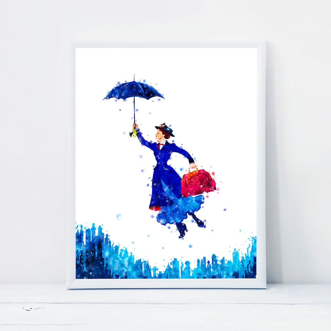 Mary Poppins Watercolor Painting Mary Poppins Art Print