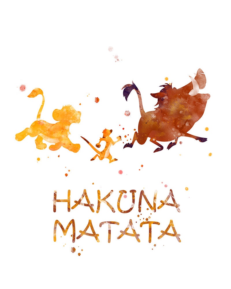 Hakuna Lion Etsy Matata Hakuna Pumbaa Matata Download King Watercolor Poster - Art Painting the Simba Nursery Timon Print Israel Wall Printable Instant