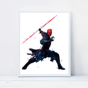 Star Wars Watercolor Darth Maul Print Star Wars Printable Darth Maul Watercolor Painting Star Wars Decor Wall Art Instant Download Gifts
